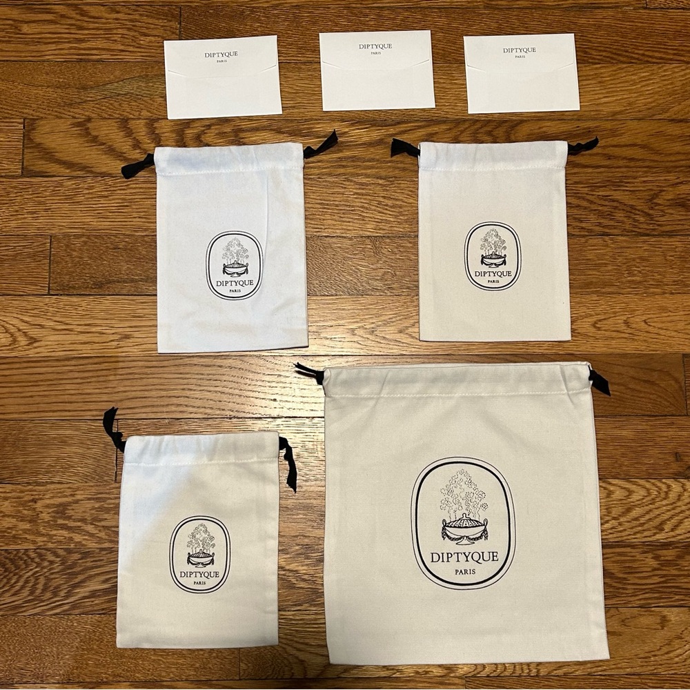 Diptyque White Drawstring Bags Set